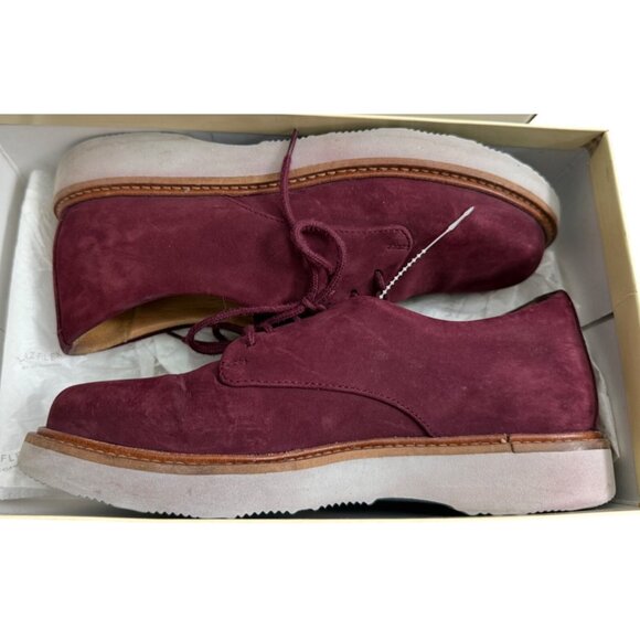 Samuel Hubbard Womens Burgundy Suede Lace-Up Oxford Shoes Size M US 6 EU 36 Leat - Picture 2 of 16